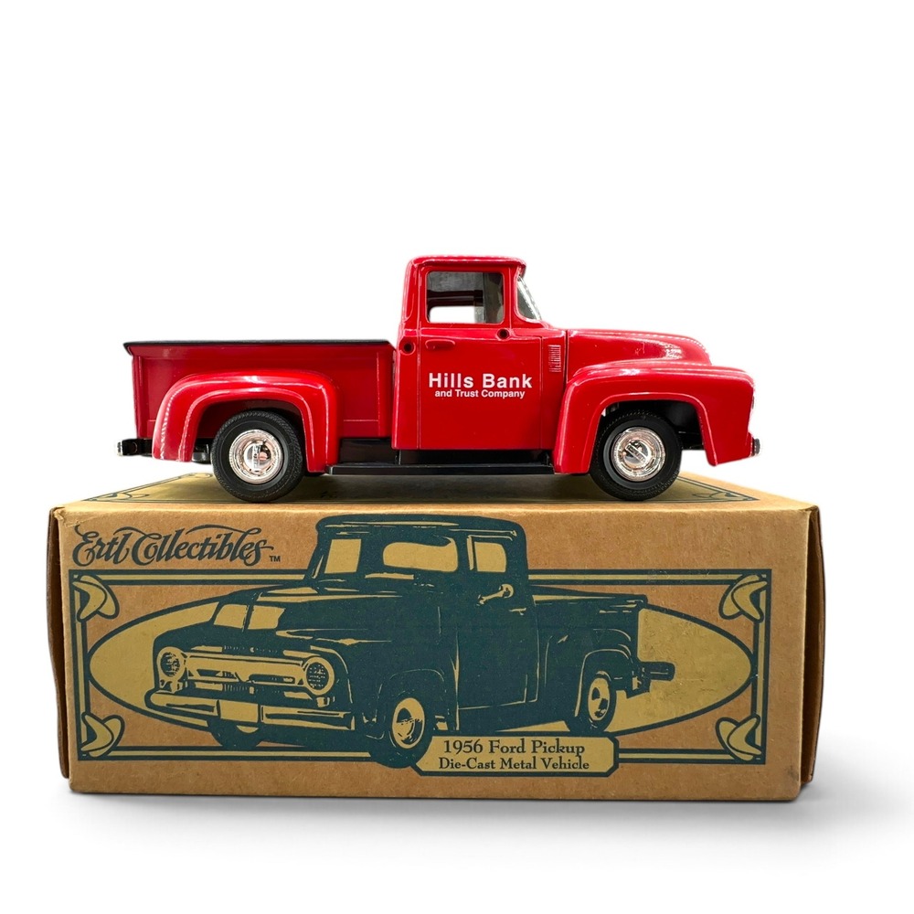 Vintage '95 Ertl 1956 Ford Pickup Die-Cast Metal Coin Bank Hills Bank USA NEW